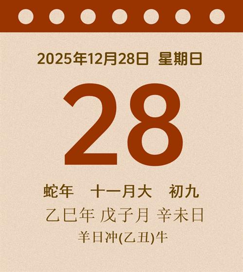 老黄历每日通胜2025年12月28日
