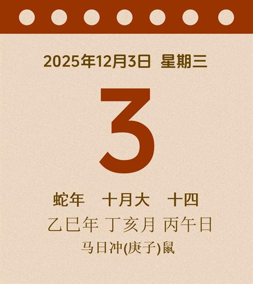 老黄历每日通胜2025年12月3日