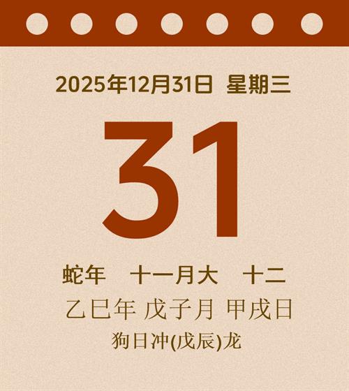 老黄历每日通胜2025年12月31日