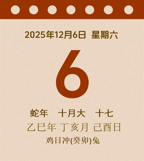 老黄历每日通胜2025年12月6日