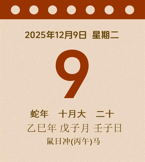 老黄历每日通胜2025年12月9日
