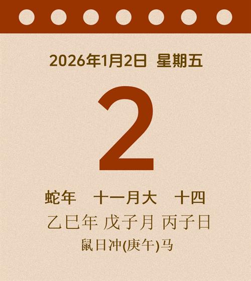 老黄历每日通胜2026年1月2日