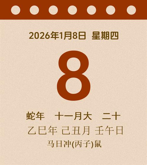 老黄历每日通胜2026年1月8日