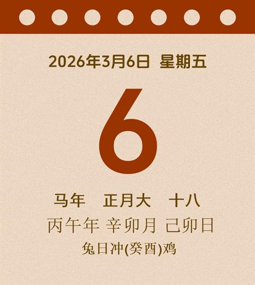 老黄历每日通胜2026年3月6日